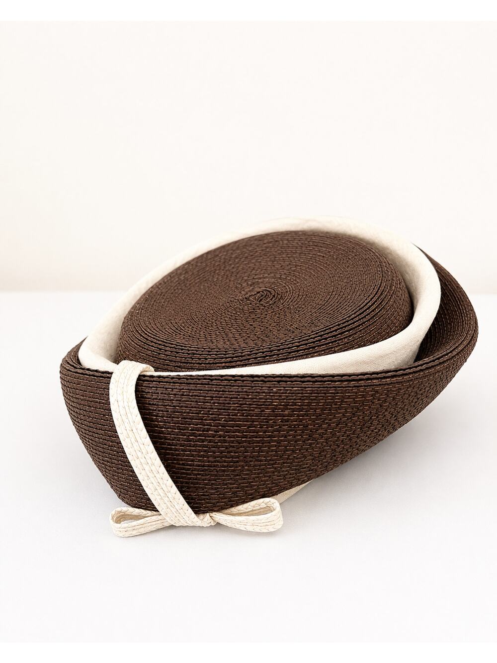 Vintage Lucila Mendez Brown Cream Straw Hat New York Paris Women's 7 1/8